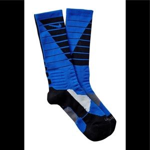 Nike Hyper Elite Basketball Socks Blue Black SZ L